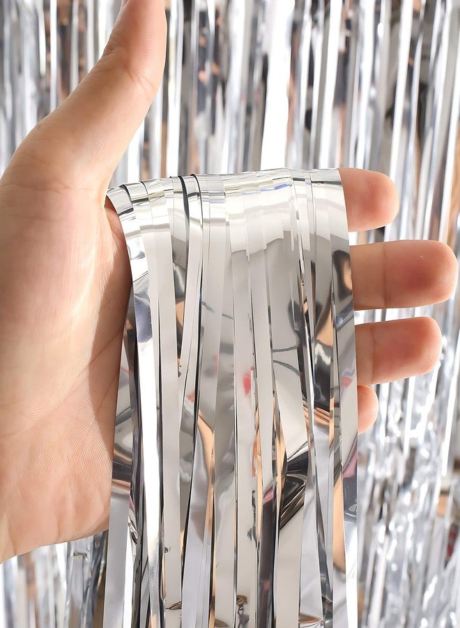 Flyloons Silver Foil Curtains for Birthday Decoration Items Pack of 2 Backdrop Baby Shower Anniversary, Marriage, Bachelorette Party Celebration Theme - Image 2